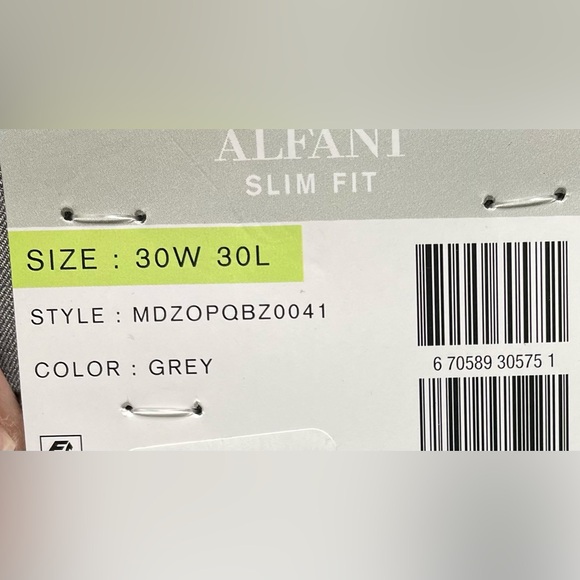 Alfani Men's Slim-Fit Stretch Tuxedo Pants Light Grey 30 x 30 Brand New - Picture 6 of 6